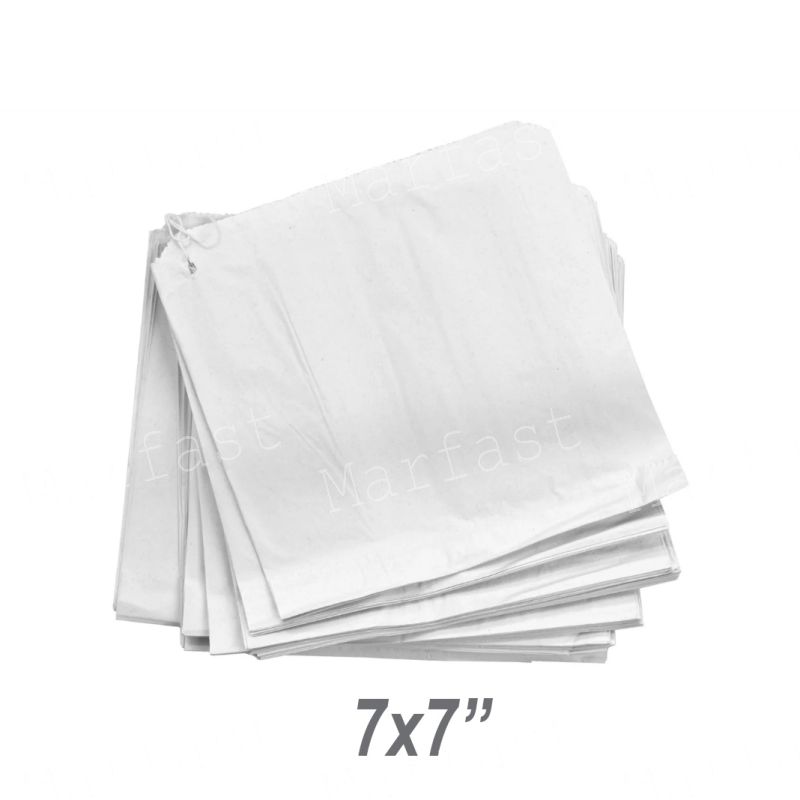 7 x 7 White Paper Bags